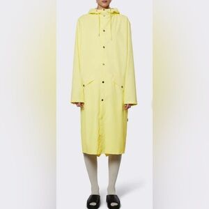 Rains Straw Yellow Hooded Long Raincoat
